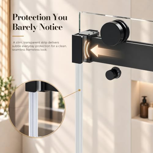 Frameless Stainless Steel Sliding Shower Door, 56-60" W x 76" H - Image 6