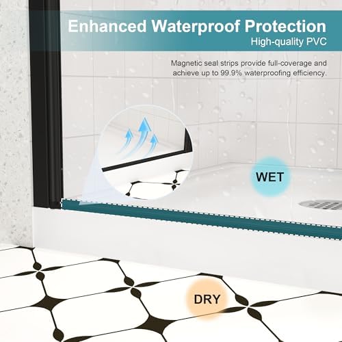 Frameless Pivot Shower Door, 28-30" Wx72 H, 1/4" Matte Black - Image 6