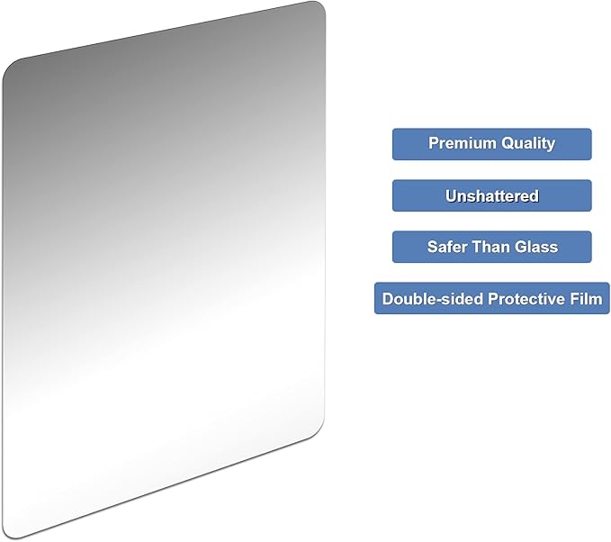 Marsui 64 Pieces Shatter Proof Plastic Mirror Craft 4 x 6 Inch Small Mirror Tiles Bulk with Soft Round Corners Double Sided Protective Film Reflector Sheets Art Craft Supply for Bathroom Home Decor