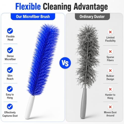 2PCS Fan Cleaning Brush Bendable Microfiber Duster Cleaner Window Head Reusable - Image 6