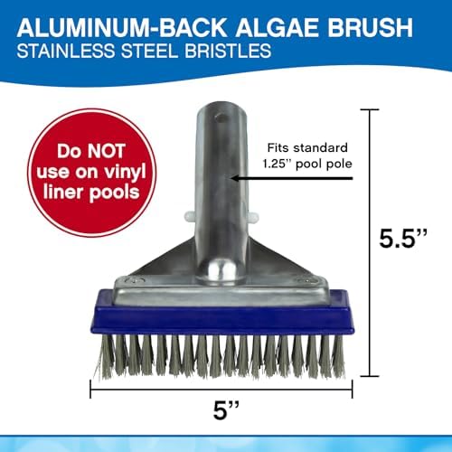 Poolmaster 5-Inch Stainless Steel Pool Algae Detail Brush, Heavy-Duty Aluminum - Image 6