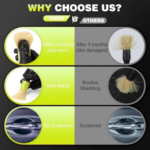 MVEQRRN 7PCS Car Detailing Brush Set, Boars Hair Detail Brush kit - Image 7