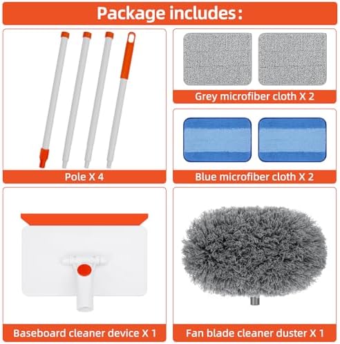 Baseboard Cleaner Tool with Handle, Extendable Long Handle Baseboard Cleaning - Image 6