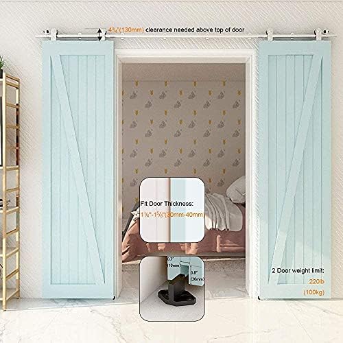 TSMST 12FT Sliding Barn Door Hardware Kit, Top Mount Stainless Steel Heavy Duty - Image 6