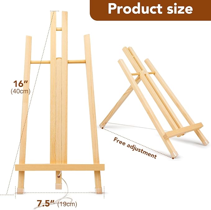 AROIC 15In Wood Easels, Easel Stand for Painting Canvases, Tripod Art Easel, Painting Party Easel, Kids Student Tabletop Easels for Painting, Portable Canvas Photo Picture Sign Holder (16PCS)