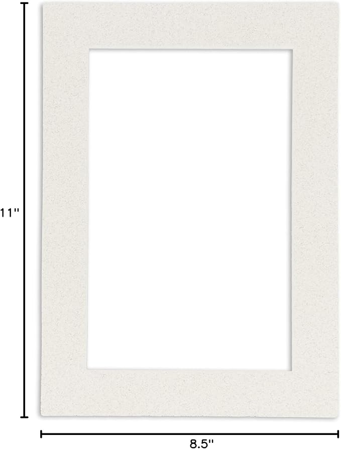 Pack of 25 Acid Free 8.5x11 Mats Bevel Cut for 7x9 Photos - Oyster Shell White Precut Matboards For Pictures, Photos, Framing - 4-ply Thickness