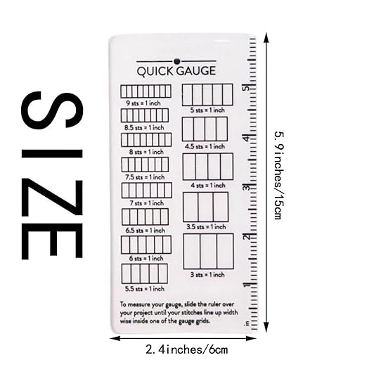 Quick Gauge Ruler, Gauge Ruler for Knitting and Crochet, Scarf Keychain Knitting No Counting Needed, Slide Sewing Rulers and Guides for Fabric Stitch Measuring Crochet Tool(1pc)