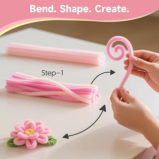 Pipe Cleaners Craft 500PCS 5 Colors Pastel Pink Pipe Cleaners Bulk 30CM Limpia Pipas para Manualidades Fuzzy Wire Chenille Stems for Arts Crafts and Creative DIY Projects Decorations