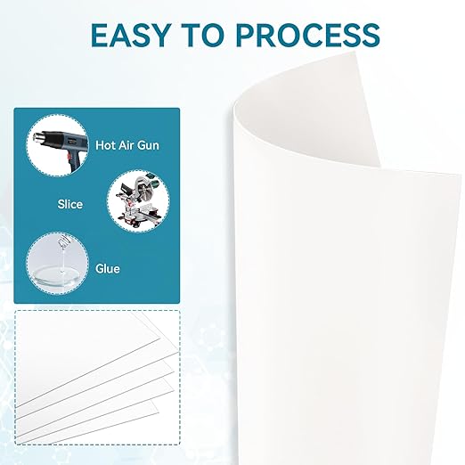 5 Pack White Plastic Sheets 8x12x0.04in Flexible High Tensile Plastic Sheets Hard Plastic Panel for DIY Materials Handicrafts Home Decoration