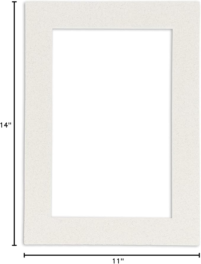 Pack of Ten Acid Free 11x14 Mats Bevel Cut for 8.5x11 Photos - Oyster Shell White Precut Matboards With Backing Boards and Self Seal Photo Mat Bags For Pictures, Photos, Framing - 4-ply Thickness