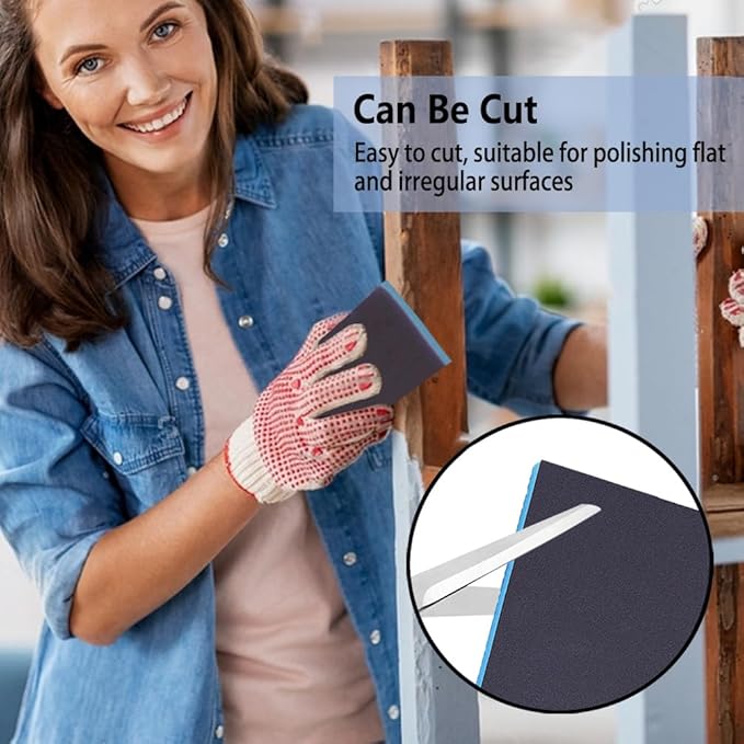 16 Pack 80 Grits Sanding Sponge, Coarse Sanding Block, Washable and Reusable Wet Dry Sandpaper Block Sandpaper Sponge for Wood Metal FurniturePaint and Drywall