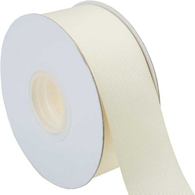 ITIsparkle 11/2" Inch Grosgrain Ribbon 25 Yards-Roll Set for Gift Wrapping Cake Decoration Party Favor Hair Braids Hair Bow Baby Shower Decoration Floral Arrangement Craft Supplies, Ivory Ribbon