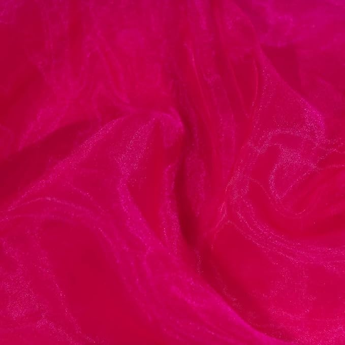 Fynite Sheer Organza Fabric | 5 Yards Long | 44" Wide | Bridal Solid Sheer Organza Bolt for Wedding Dress Fashion Craft Decorations - Hot Pink