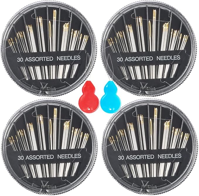 Eketirry Premium Hand Sewing Needles,30-Count Assorted Needles for Sewing Repair, 6 Different Sizes Sewing Needles with 2 Threaders (Black,1)