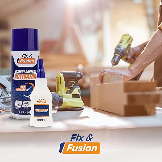 FIX & FUSION Activator Spray (13.5 Fl Oz), Instant Cure Accelerator for Cyanoacrylate (CA) Super Glue for Wood, Plastic, Rubber, Granite, and DIY & Professional, Accelerates Bonding Strength, (1 Pack)