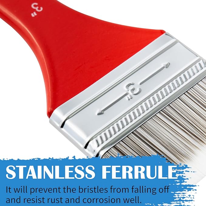 Falling in Art Flat Paddle Paint Brush with Long Handle, Large Scale Brush for Oil and Acrylic Paints, 4 Inch