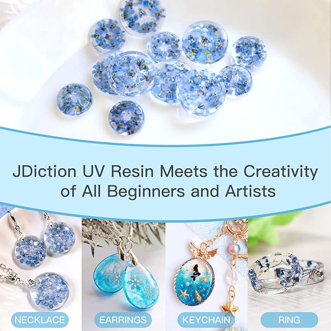 JDiction 400g UV Resin, New Formula Crystal Clear UV Resin Solar Cure Sunlight Activated Hard UV Resin Kit for Jewelry Making, Casting and Coating DIY Crafts