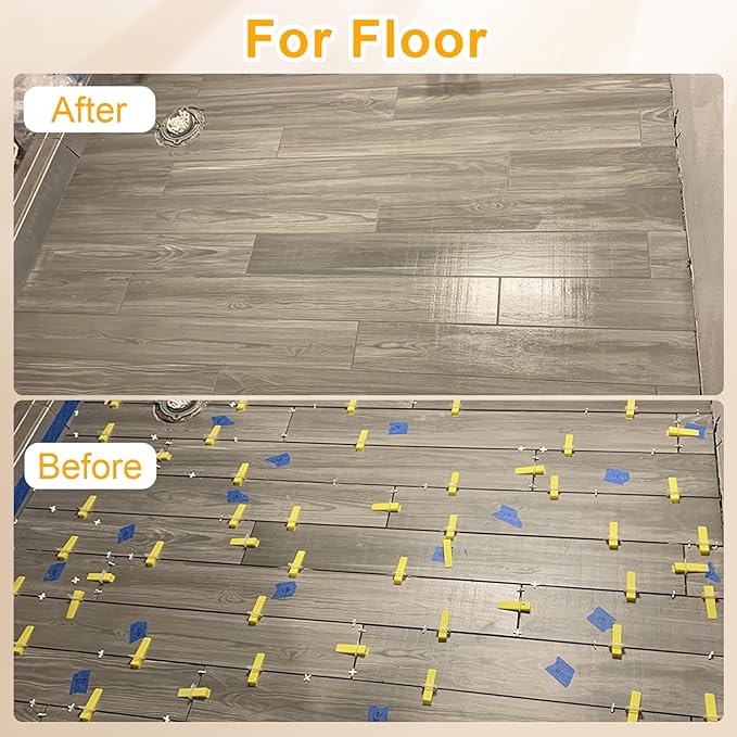 Storystore Tile Leveling System with Tile Pliers and Hammer - 300 Piece Tile Spacers Clips and 100 Piece Reusable Wedges, 1/8 Inch Tile Installation Tools Kit