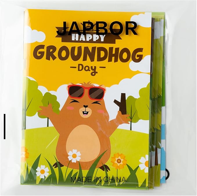 JAPBOR Groundhog Activity Coloring Book - 24PCS Mini Happy Groundhog Day Activities Color Books Bulk for Party Favor, Animals Themed Small Colouring Pages for Birthday Gift Class Painting Game