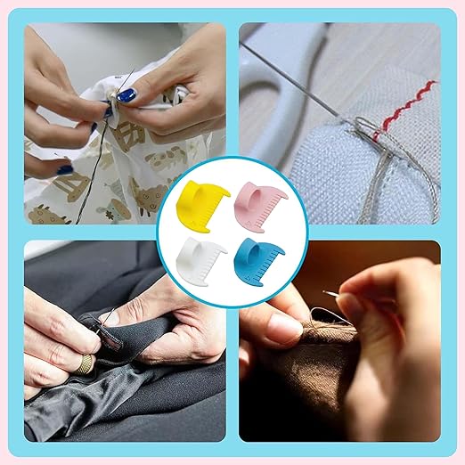 4mm Seam Guide for Hand Sewing Edge Lockranding Tool, Sewing Needle Gauge Measuring Tool, Mini Finger Ruler Kit Ideal for Leather/Fabric/Craft Sew, Yellow 2 Pcs
