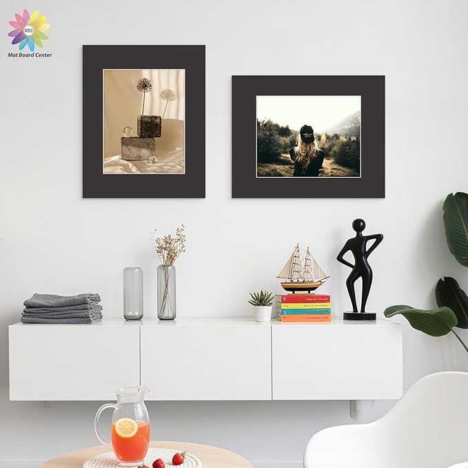Mat Board Center, Pack of 25, 16x20 for 11x14 Black Mats - Acid Free, 4-ply Thickness, White Core - for Pictures, Photos, Framing