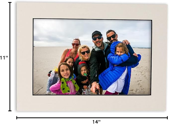 Pack of 25 Acid Free 11x14 Mats Bevel Cut for 8.5x11 Photos - White with Black Core Precut Matboards With Backing Boards and Clear Photo Mat Bags For Pictures, Photos, Framing - 4-ply Thickness