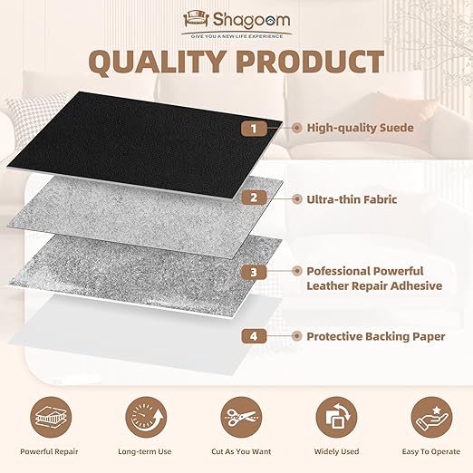 Suede Repair Patch, 17X158 Inch Fabric Large Repair Tape, Self-Adhesive Patches for Furniture, Sofa, Car Interior, Shoes, Hand Bag, Clothing (Dark Grey, 17X158 Inch)