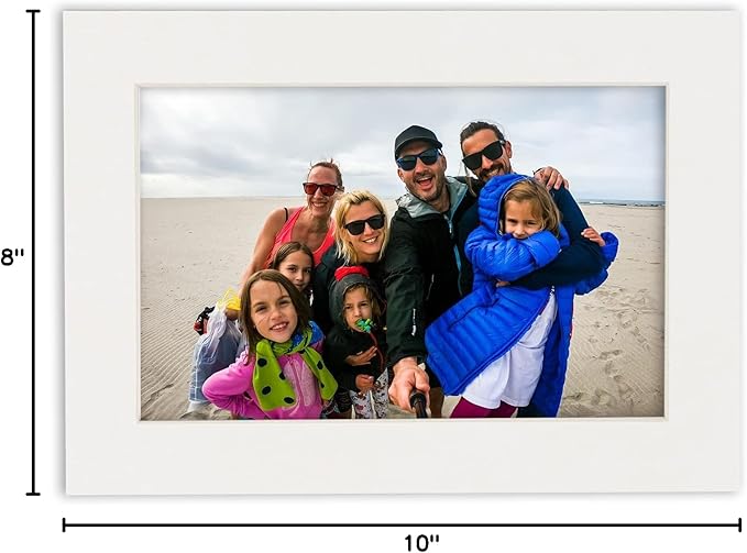 Poster Palooza 8x10 Mat Bevel Cut for 5.5x8.5 Photos - Acid Free Textured White Precut Matboard - For Pictures, Photos, Framing - 4-ply Thickness