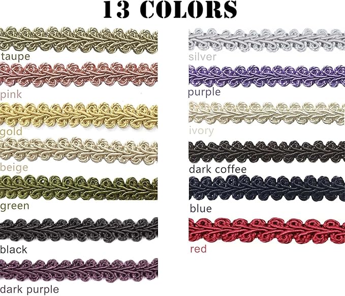 BEL AVENIR Braid Trim 1/2 inch 13.6 Yards French Gimp Basic Sewing Polyester DIY Crafts Costume Home Decorative (Gold)