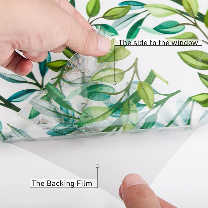 Donox Window Privacy Film, 3D Decorative Window Vinyl Decorative Stained Glass Window Film, Anti-UV Sun Blocker Heat Control for Home, 29.5 Inch x 6.5 Feet (with Installation Tool)