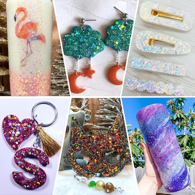 Holographic Chunky Glitter, 5.64oz/160g Craft Glitter Powder Mixed Chunky & Fine Flakes, Iridescent Sequins for Nail Art, Hair, Body, Eye Epoxy Resin, Tumblers, Painting, Festival Decor (Silver)