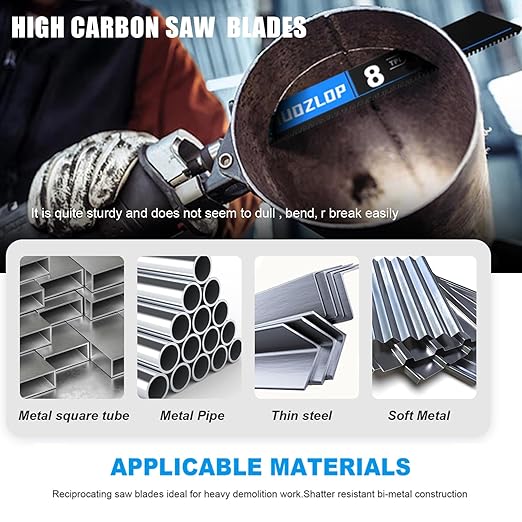 1 Pack 12 inch Reciprocating Saw Blades Set,8 TPI High Carbon Saw Blades for Metal ,Saw Blades with Organizer Case (1, 8T/12inch)