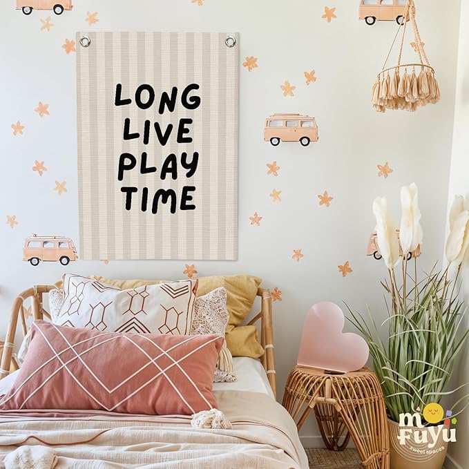Toddler Boy Room Decor,Long Live Playtime Canvas Banner,Boy Nursery Decor Wall Hanging Banner Flag for Toddler Kids Room Nursery Playroom Bedroom 18x25 Inch