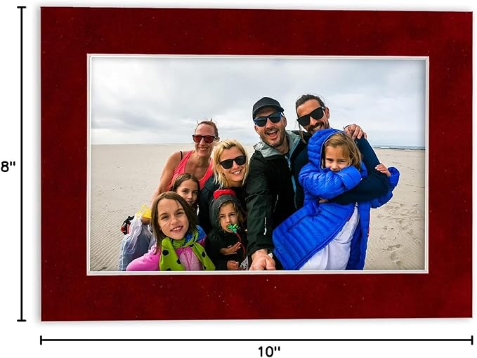 Pack of 25 Acid Free 8x10 Mats Bevel Cut for 6x8 Photos - Bright Red Suede Precut Matboards For Pictures, Photos, Framing - 4-ply Thickness