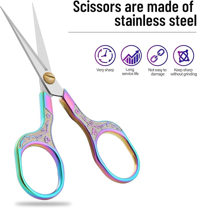 Premium Craft Scissors with Extra Sharp Blades 5 Inch - Ideal For Sewing, Cross Stitch Crochet - With Protective Cover…