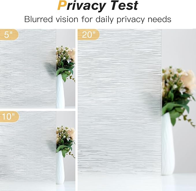 Haton Window Privacy Film, Frosted Glass Privacy Window Clings, Sun Blocking Frosting Opaque Coverings, Static Cling Removable Decorative Stickers for Home Door, Non-Adhesive 29.5" x 118.1"