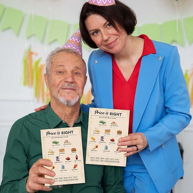 QUPT 30th Birthday Party Games, Price is Right Games, Birthday Party Supplies for Adults, Fun 1995s Party Game,Pack of 30 Cards