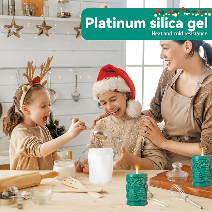 Christmas Candle Silicone Molds, 3D Candle Molds for Candle Making, Silicone Epoxy Resin Mold, Ornament Mould for DIY Wax Scented Candle Soaps Art Craft Cake Chocolate Home Decor(846)