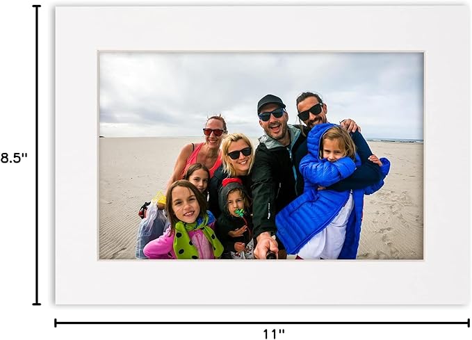 Poster Palooza Pack of 25 Acid Free 8.5x11 Mats Bevel Cut for 7x9 Photos - White Precut Matboards With Backing Boards and Clear Photo Mat Bags For Pictures, Photos, Framing - 4-ply Thickness