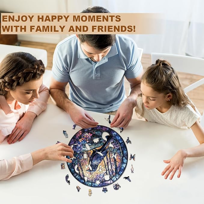 Wooden Puzzles for Adults, Wooden Jigsaw Puzzles, Exquisite Raven Puzzle, Gifts for Family or Friends for Any Holiday.(11.4 * 11.4 in 200pcs)