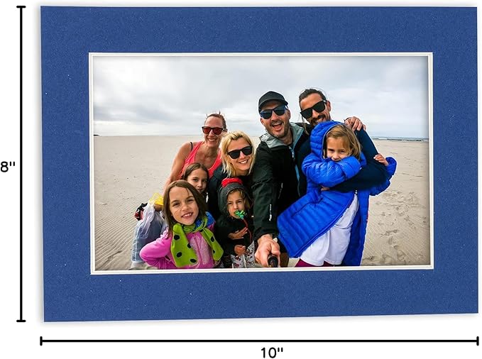 8x10 Mat Bevel Cut for 5x8 Photos - Acid Free Bottle Blue Precut Matboard - For Pictures, Photos, Framing - 4-ply Thickness