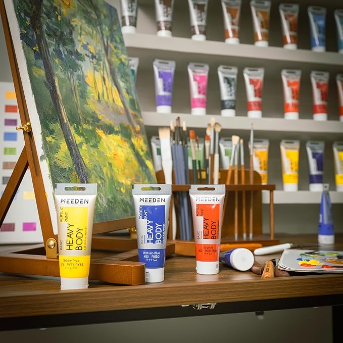 MEEDEN Acrylic Paint Rose Red: Bundled with Titanium White Color - 100ml/3.38oz x 2 Bulk Heavy Body Acrylic Paint Tubes for Wood Leather Glass