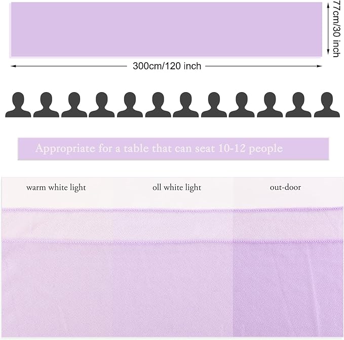Lavender Chiffon Table Runner 30 x 120 Inches Romantic Sheer Fabric for Wedding Decorations, 10ft Baby Shower and Birthday Party Cake Table Decorations