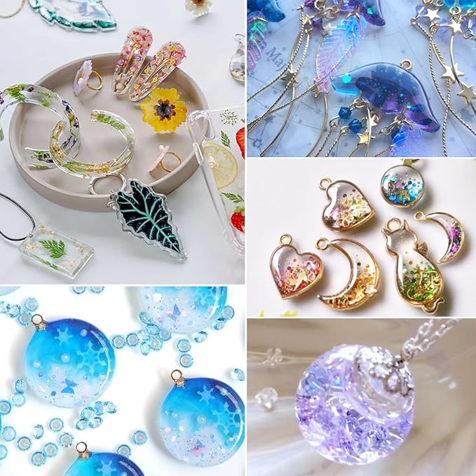 UV Resin 1000g, Hard Type Clear Beginner-Friendly Kit, Upgraded Formula & Crystal Clear for Jewlery Making, Art Craft, 250g*4 Resin UV Kit for Earring, Pendant, DIY