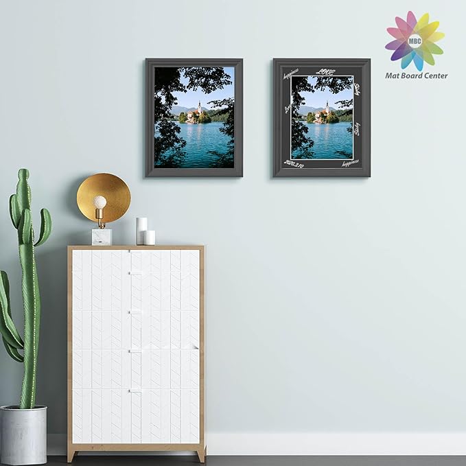 MBC Mat Board Center, 10 Pack 11X14 for 9X12 Black Picture Mats Frame Mattes, Bevel Cut, Acid Free, 4-Ply Thickness