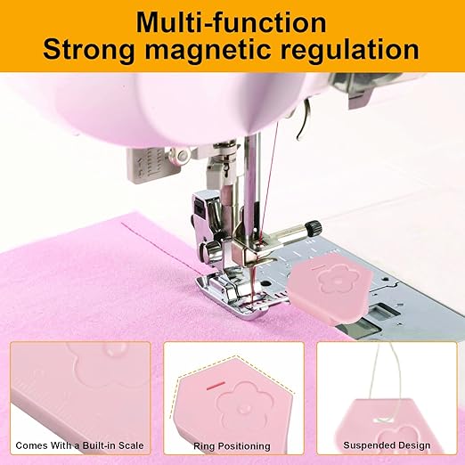 Utoolmart 3Pcs Magnetic Seam Guide for Sewing Machine, Multifunctional Polygonal Hemmer Guide with Scale, Magnet Hem Guide for Sewing Machine, Universal Sewing Accessories and Supplies (3colors)