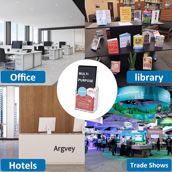 Acrylic Brochure Holder 4x9 Inch, Clear Pamphlet Holder Display Stand for Trifold 4 Inch Flyers, Booklets, Table Signs, Plastic Rack Card Holder for Office, Home, Store, 10 Pack