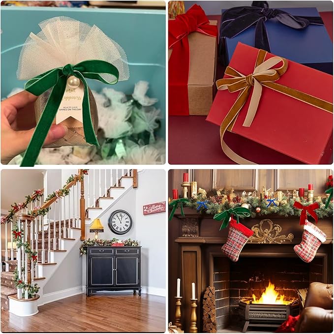 1" X 20 Yards Baby Pink Velvet Ribbon for Christmas Tree Wreath Decoration Handmade Crafts Ornaments Gift Wrapping & Bow Making