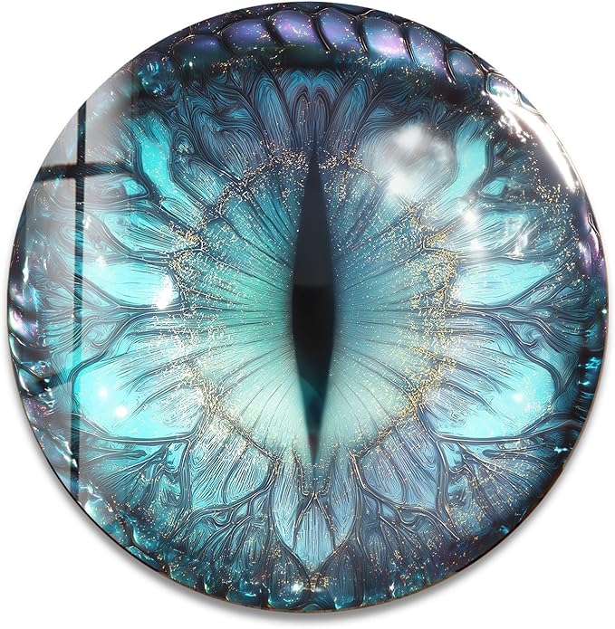 My Photostation.com 39,4''(100cm) Diameter Mystical Dragon Eye Round Glass Wall Art Tempered Glass Printing Wall Decor Large Wall Art Wall Hangings
