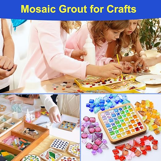 Mosaic Tile Grout, Mosaic Crystal Grout for Crafts, Essential for Handmade Grouting, DIY Projects Accessories Transparent Crystal Sanded, Mosaics Crystal Sealant for All Tiles (Translucent, 7oz)